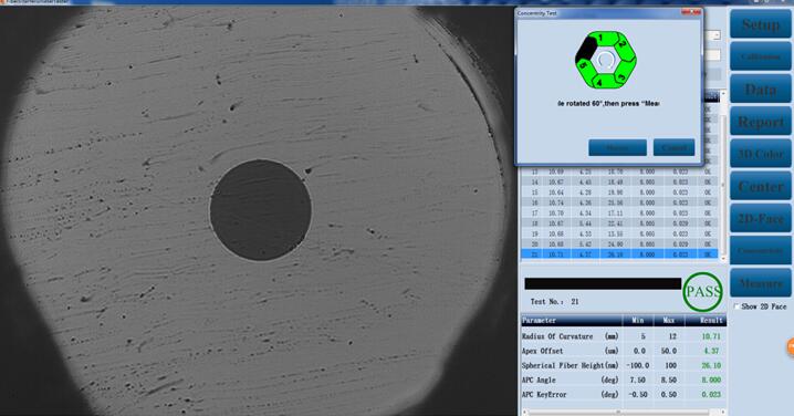 fiber endface testing result by fiber interferometer meter